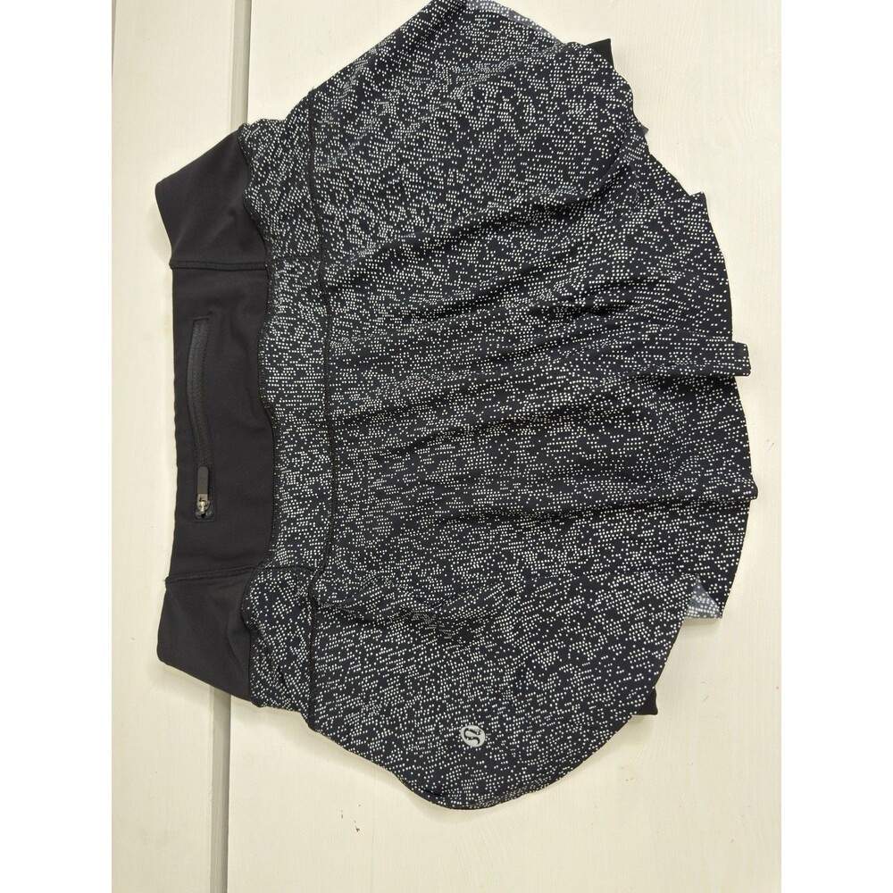 Lululemon Black White Speckled High Neck Crop Top Long Sleeve Size 2
